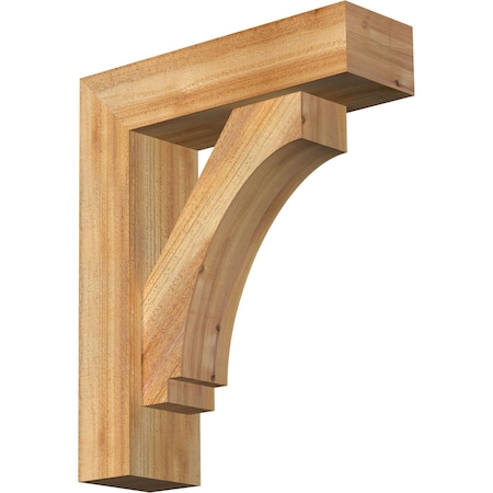 Ekena Millwork Imperial Block Rough Sawn Bracket w/ Offset Brace, Western Red Cedar, 6"W x 20"D x 24"H BKT0604X20X24IMP05RWR
